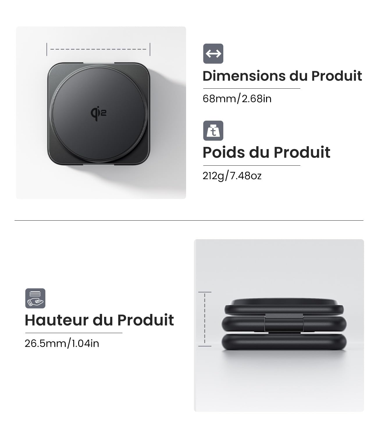 KU XIU Qi2 3-en-1 Chargeur sans Fil pour Samsung, 15W Magnétique Station de Charge pour Galaxy S25, Z Fold7, Chargeur Rapide Voyage Pliable pour Galaxy Watch,pour Galaxy Buds(Adaptateur 45W Inclus)