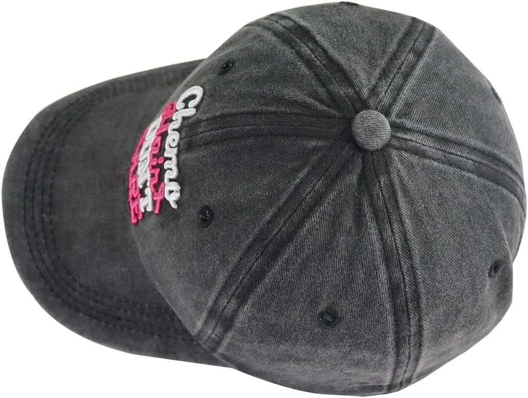 Chemo Hair Don't Care Baseball Cap for Men Women, Adjustable Washed Cotton 3D Embroidered Pink Ribbon Hat - Image 4