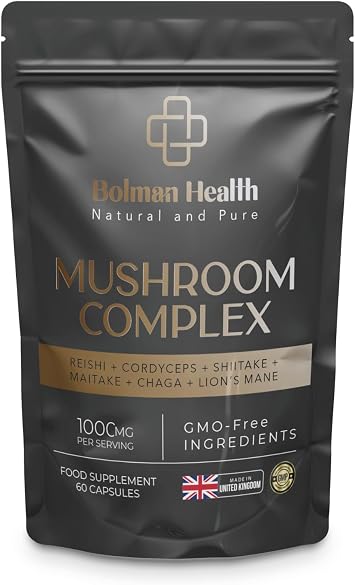 Mushroom Complex Capsules | Reishi, Lion s Mane, Cordyceps, Chaga, Maitake & Shiitake | 1000mg Per Serving | Supports Immune Function & Cognitive Health | 60 Vegan Capsules | Non-GMO | Gluten-Free