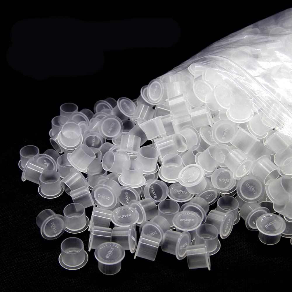 300 tazas de tinta de plástico desechables para tatuaje, tapas anchas, base blanca, grandes L 14 * 17 mm, tazas de tinta para tatuaje para tinta de tatuaje, suministros de tatuaje, kits de tatuaje