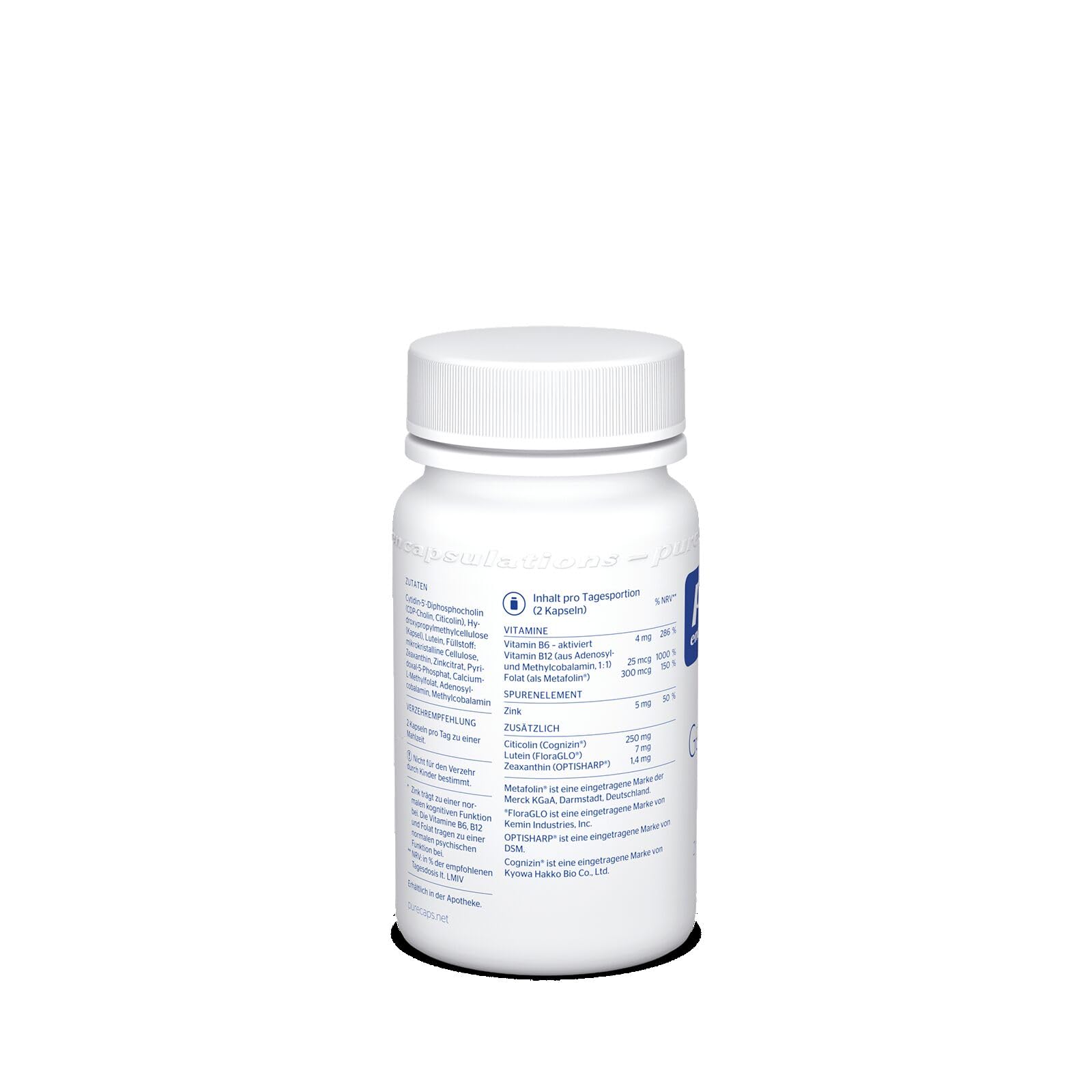 Pure Encapsulations - Gedächtnis Formel - Mit Citicolin, B-Vitaminen und Zink - Unterstützt Konzentration und Gedächtnis - 60 Kapseln
