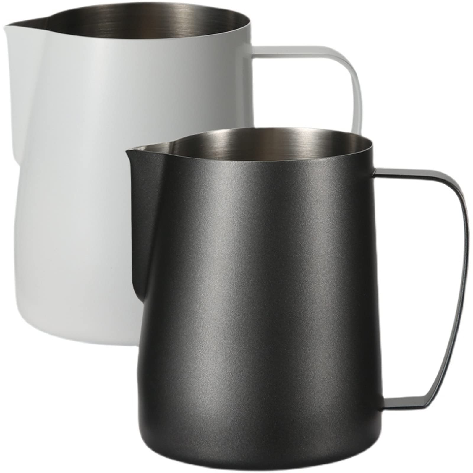 Jarras para Espumar leche Jarra de leche acero inoxidable Barista del arte latte(Blanco)
