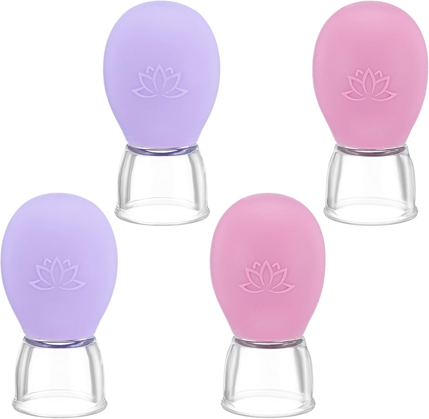 4Pcs Facial Cupping Therapy Set, Silicone Face Cupping Kit for Massage, Anti Cellulite Cup Massage Tool Vacuum Suction Cup for Eye Face Vacuum Massager