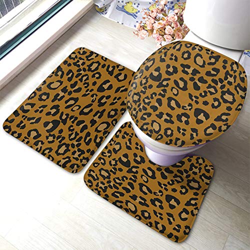 Set 3 Teilig Badvorleger Leopard Tiermuster Pelz Mode Punkt Haut Teppich Dekorative Langlebige...