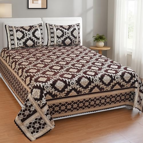 Image of Luxury Velvet Diwan Bedsheet with 5 Cushion Covers and 2 Bolster Covers - Designer Sofa DiwanCover Set for Living Room (Coffee)