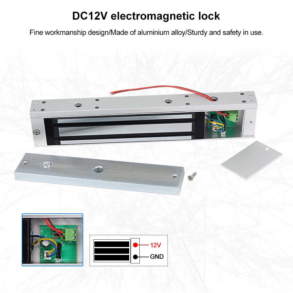DC12V 280KG Cerradura Magnética Eléctrica 600 Libras Fuerza de Sujeción Incluyendo ASoporte de Montaje ZL, para Sistema de Seguridad del Hogar, Puerta Adecuada de Madera/Metal/Vidrio