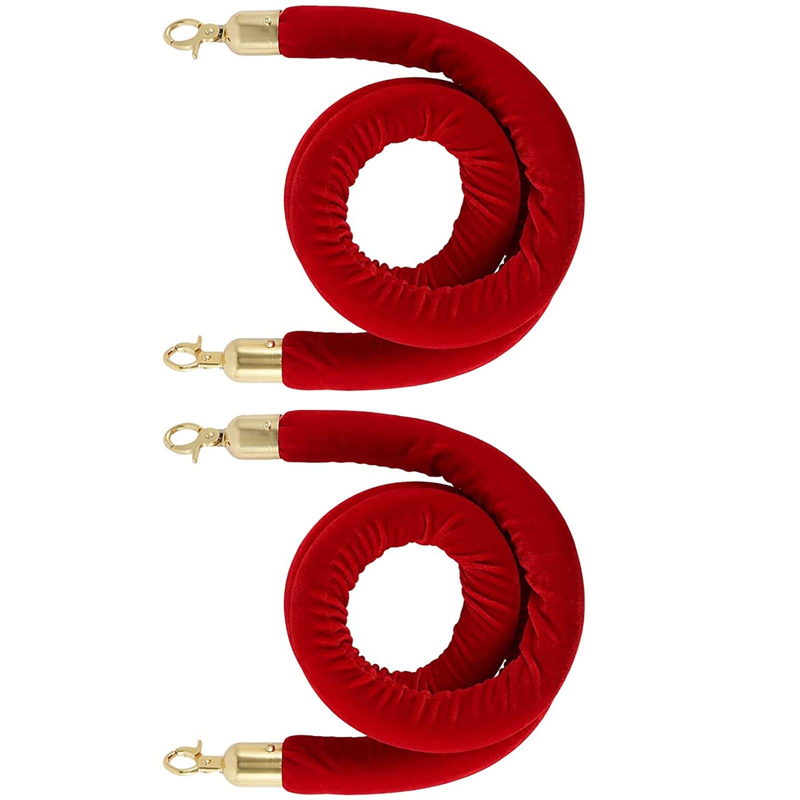 Aioneer Yellow Velvet Rope Barrier Post, 3M Queue Management With S, Easy Install Crowd Control For Hotels & Events, Elegant Stanchion For Visitor Guidance-Red-2.5m/8.2ft/98.4inch