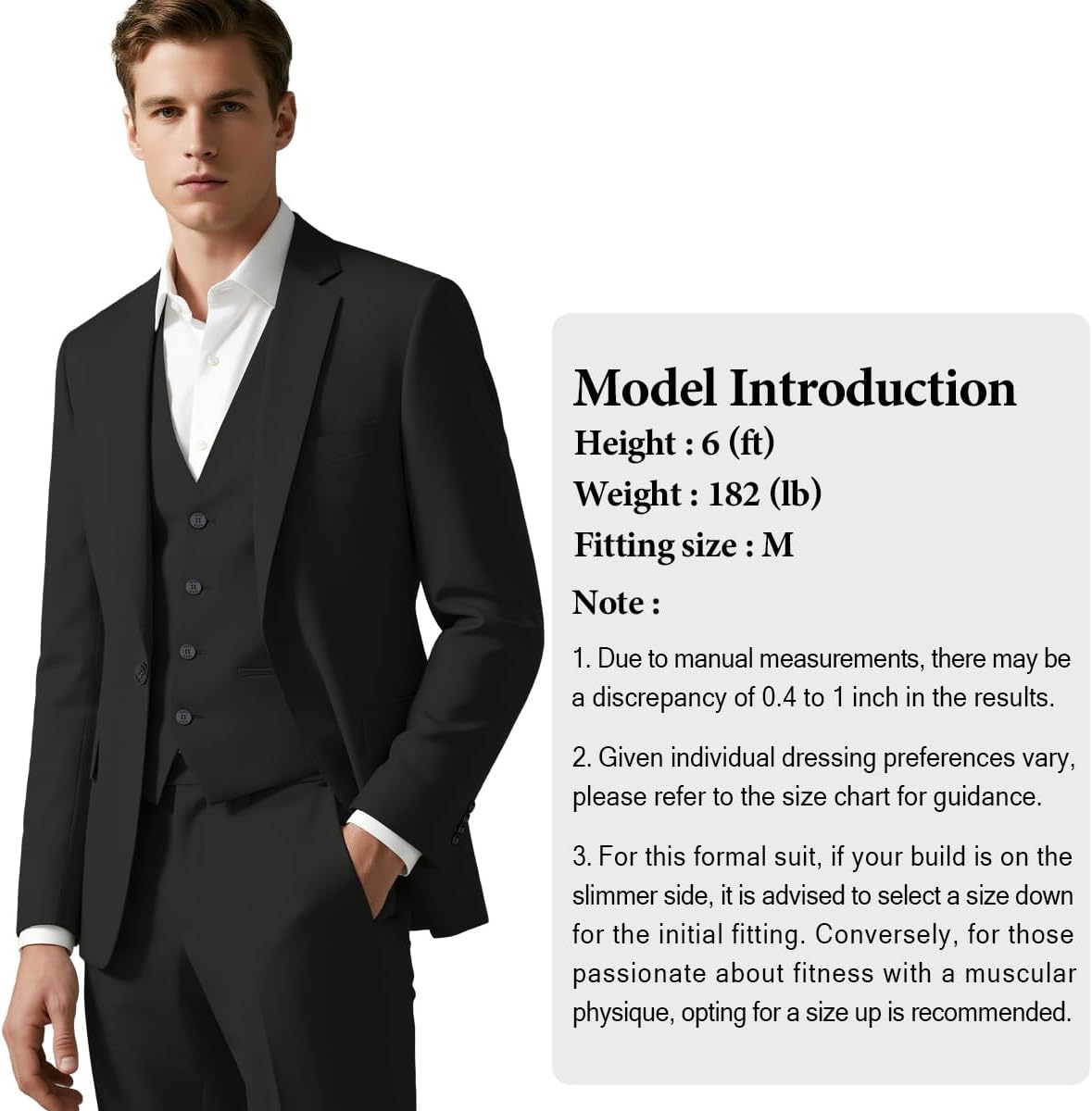 Men's 3-Piece Slim Fit Tuxedo Suit Set for Men One Button Blazer Jacket Vest Pants Business,Wedding,Banquet,Party - Image 3