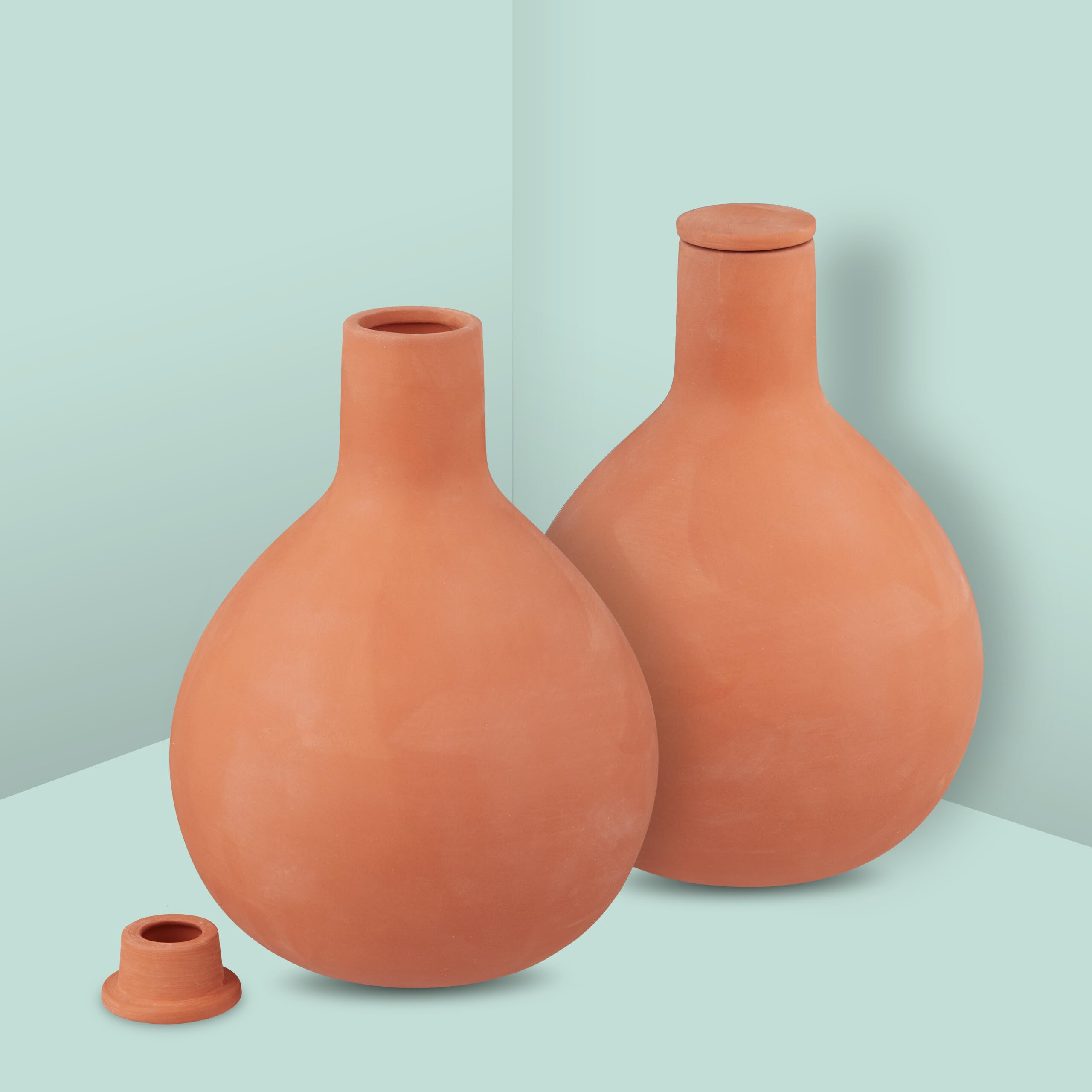 Relaxdays Ollas Lot de 2 Pots d'argile pour arrosage près des Racines, Plate-Bande surélevée et Serre, Moins de pertes d'eau, Terre Cuite 1,5 l, Terracotta
