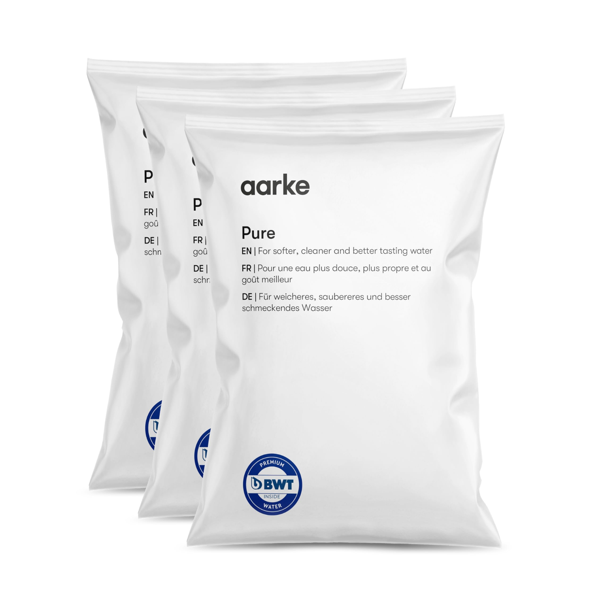 Aarke Paquete de 6 bolsas de recambio de filtro Pure – Reduce el cloro, los metales pesados y la cal – Filtra hasta 120 litros/32 galones de agua por bolsa