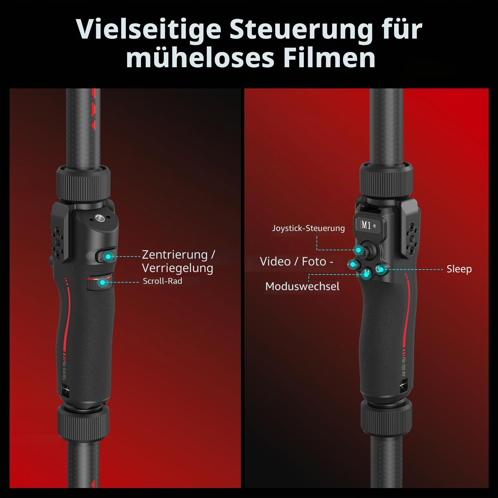 SMALLRIG Stabilisator Handringgriff für DJI RS 2 / RS 3 Pro/RS 4 / RS 4 Pro/RS 5 Gimbal, unterstützt Diverse Steuerungsmöglichkeiten, integriertes, faltbares Design, max. Traglast 8 kg - 4328