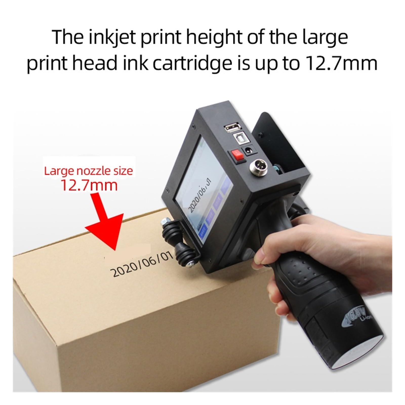 Ręczna drukarka atramentowa, 12,7 mm Ręczna maszyna kodująca Zakrętka do butelki Logo Etykieta Opakowanie Mała przenośna drukarka atramentowa(Printer- 4 ink)