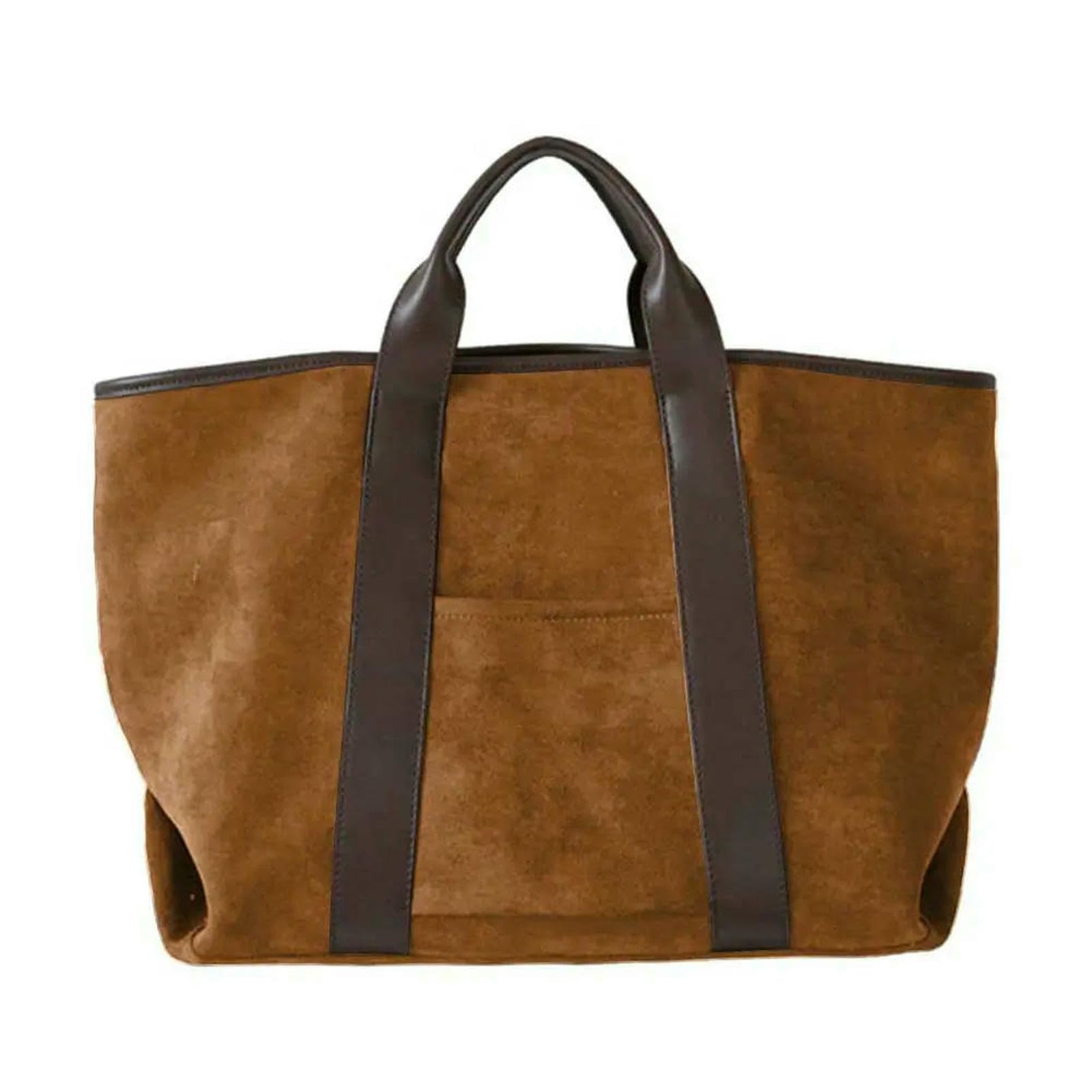 CHENSHI Borsa a Mano Donna in Pelle Scamosciata per Sacca da Lavoro Top Vintage di Grande capacità-Marrone