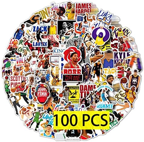 Pounchi Basketball Star Stickers(100PCS) All-Star Stickers for Kids Teens for Computers Laptop Skateboard Guitar Luggage Vinyl Decal