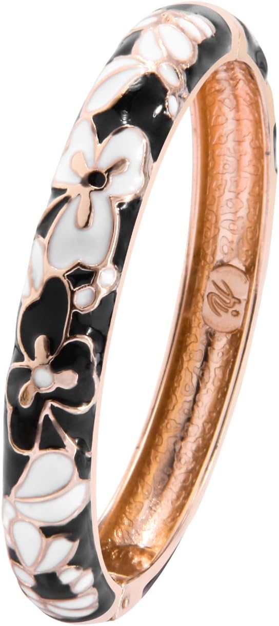 wynameleri Bracelet Cloisonne Jewelry Fashion Opening Hinged Bangles Crafted Blue Colored Enamel Flower Gifts for Women