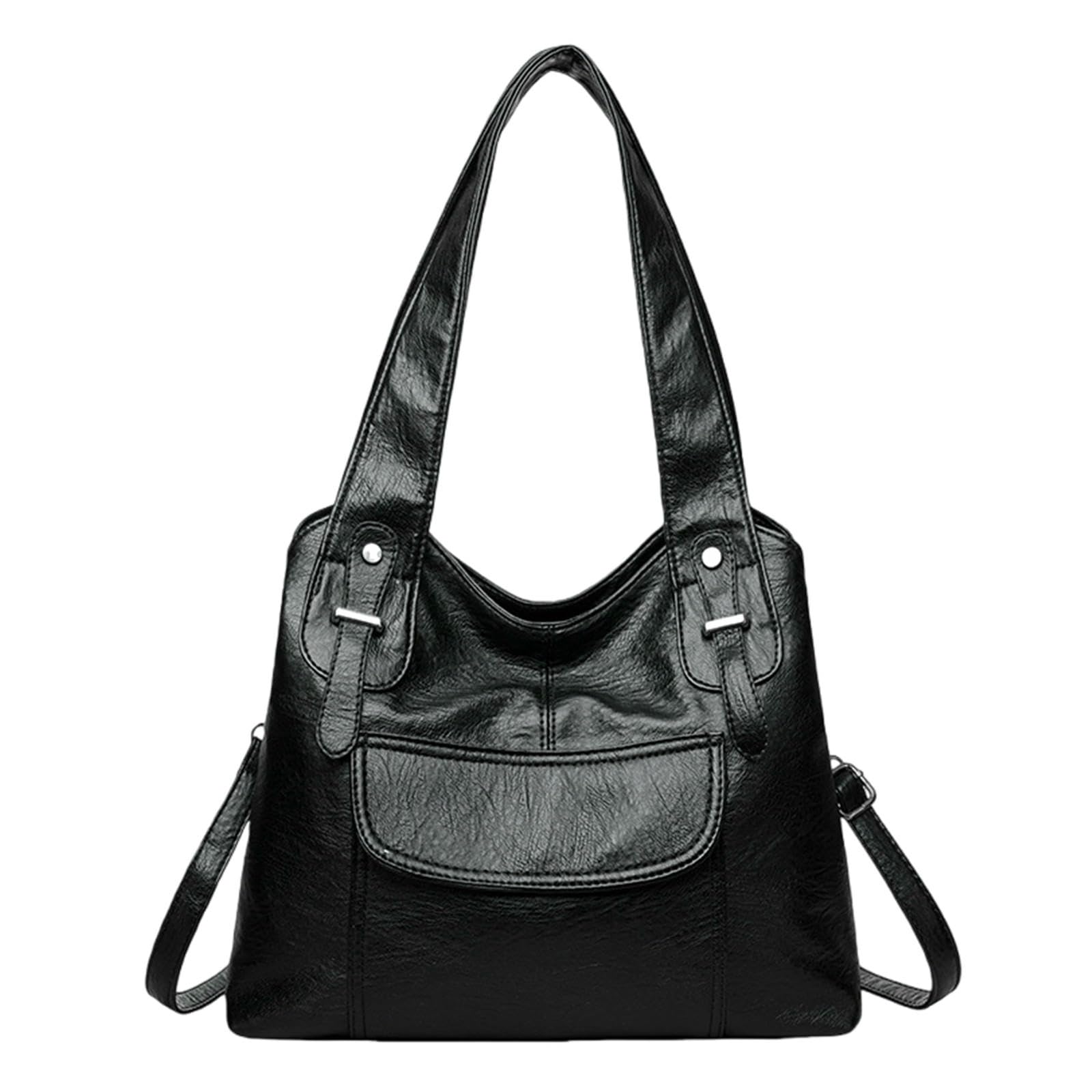 ZCABYBD East-West Crossbody Bag Women's Casual Shoulder Bag, Large-capacity Soft Leather Handbag, Commuter Tote Bag-black