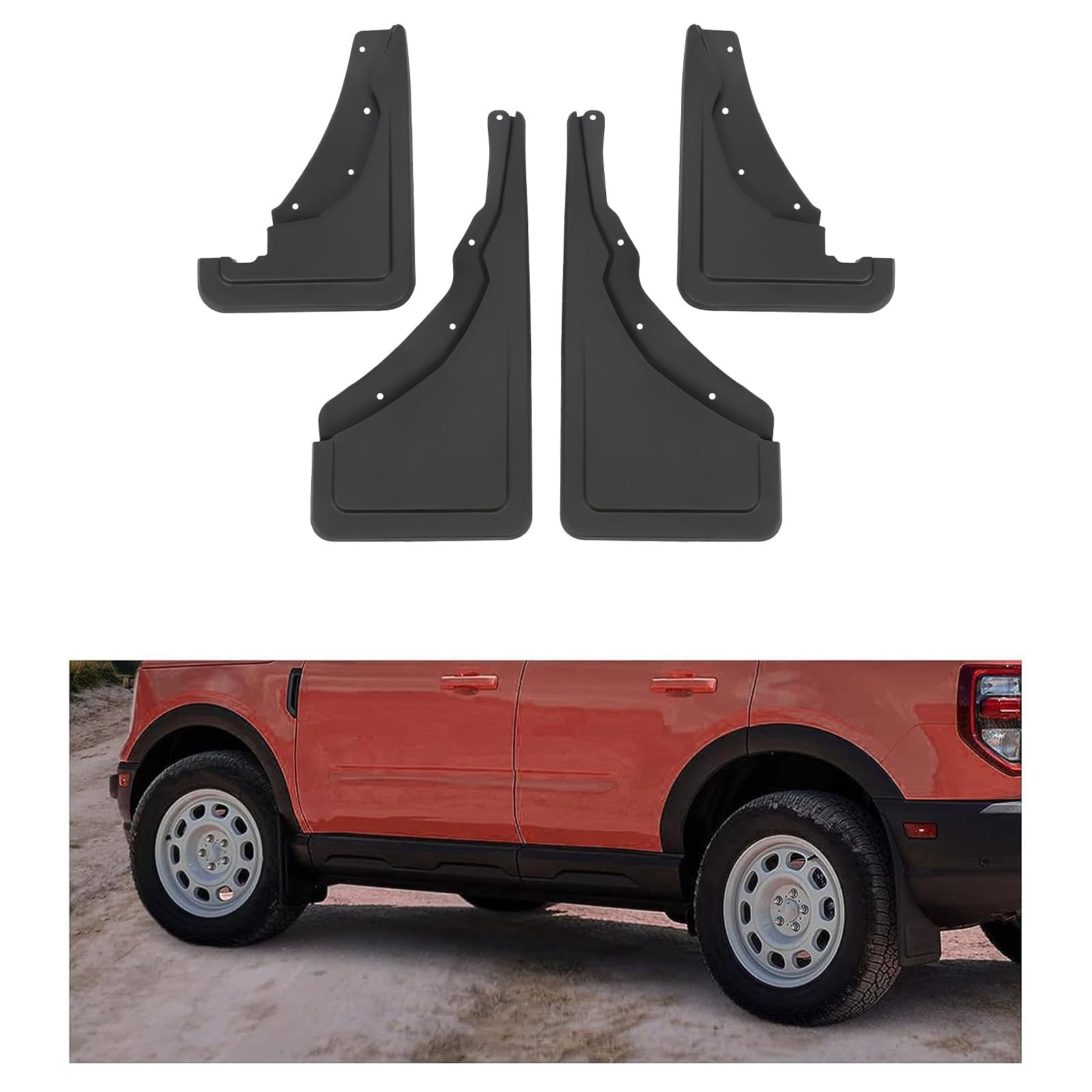 KUAFU Mud Flaps Splash Guards Compatible with 2021 2022 2023 Ford Bronco Sport Replacement for M1PZ-16A550-AA M1PZ-16A550-BA Mudflaps Mudguard Fender 4PCS