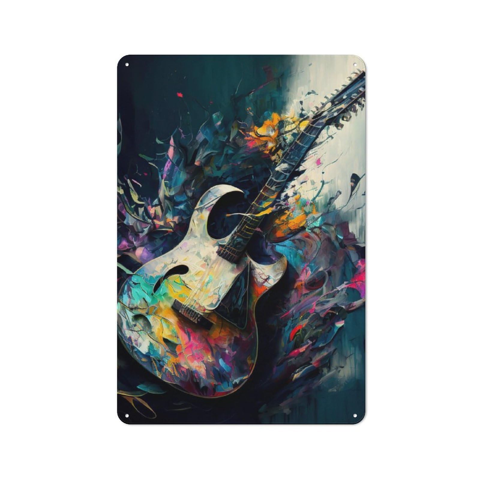 Junmoney The Guitar Tin Wall Plaque 30X20cm With For Living Room Wall, Gift For Feature Wall Decorators During The Christmas Season