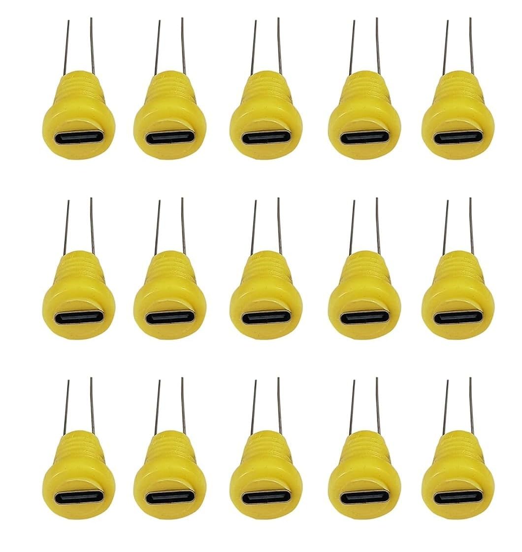 (Pack of 15 Pieces) TYPE C Female Panel Mount Socket Connector For PCB, Electronic Circuits, DIY Hobby Kit Multipurpose (Yellow)-image-15