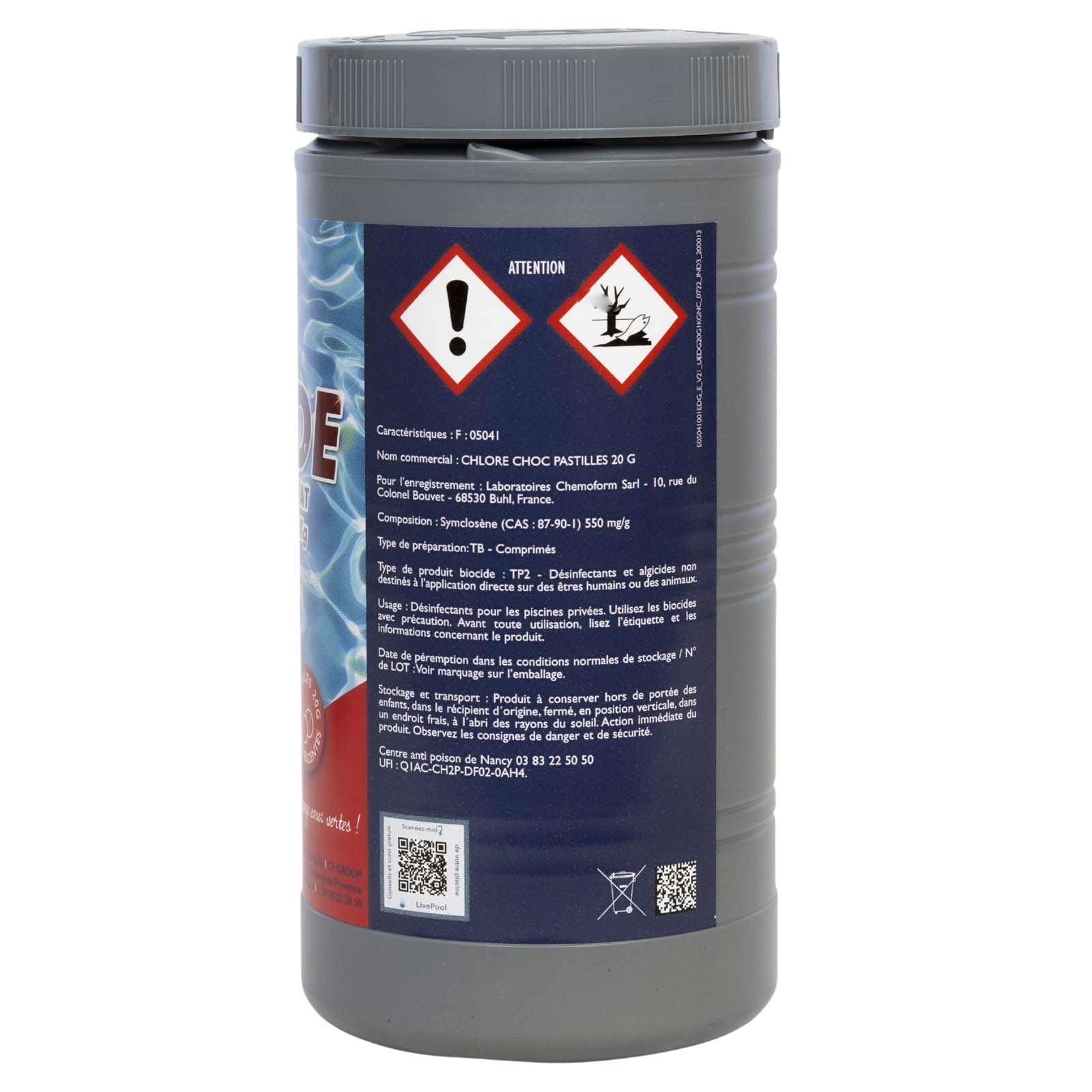 EDENEA - Chlore Rapide Piscine - Chlore Choc - Spécial Eaux Vertes - Boite 1kg - Pastilles 20g - Effet Immediat - EDG