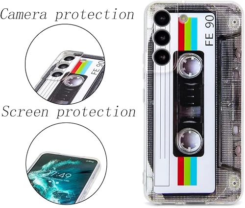 Miniatura 2 de Funda para Galaxy S22 a prueba de golpes a prueba de arañazos con TPU suave parachoques retro cassette cinta caso compatible con Samsung Galaxy S22