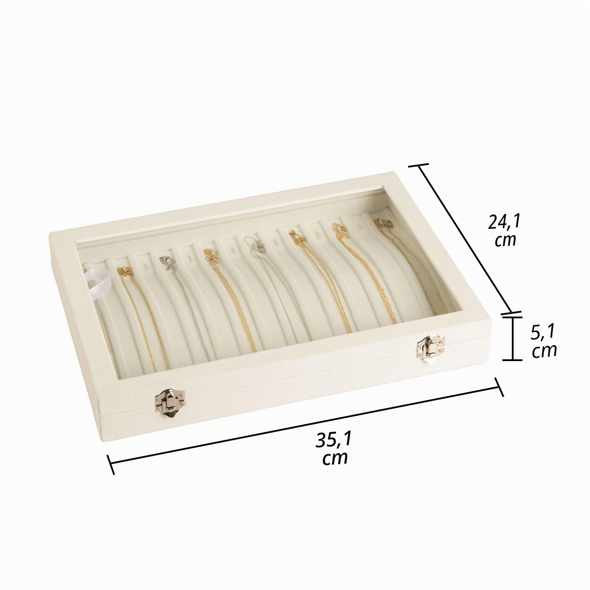 Frebeauty 15 crochets - Plateau en velours - Organiseur de cou avec couvercle transparent - Verrouillable - Boîte à bijoux - Organisateur de bijoux pour pendentif, collier, plateau à bijoux pour
