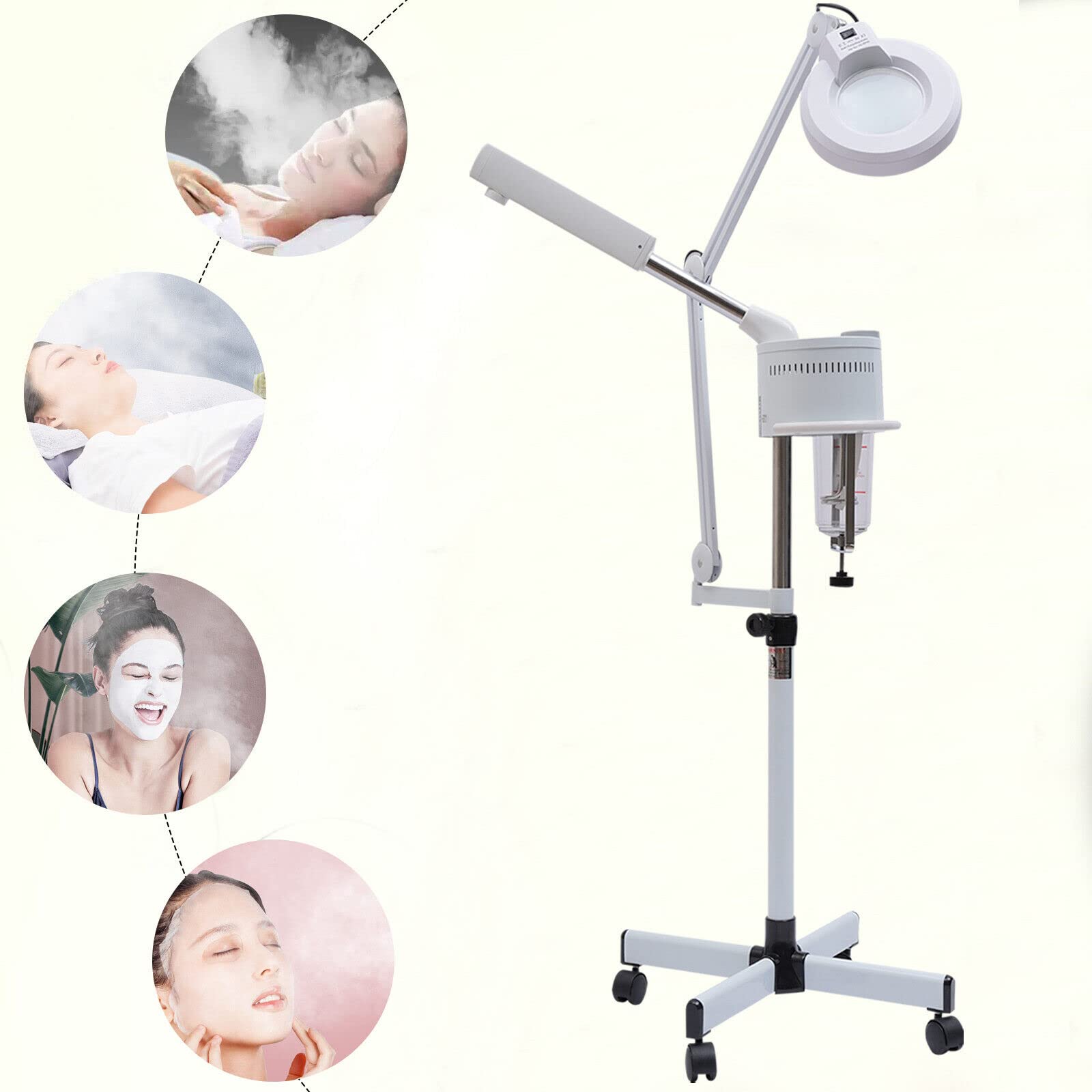 Ozon Bedampfer 2 in 1 Kombigerät Bedampfer ​Lupenleuchte Lampe 5-fache Vapozon Ozon Streamer