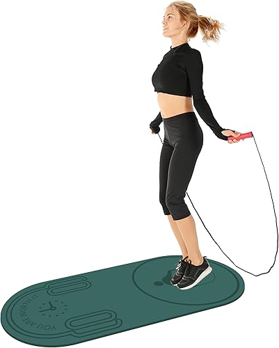 Miniatura 14 de Alfombrilla antideslizante para saltar con cuerda de absorción de impactos, para adultos y niños, para el hogar, interior, entrenamiento, ejercicio