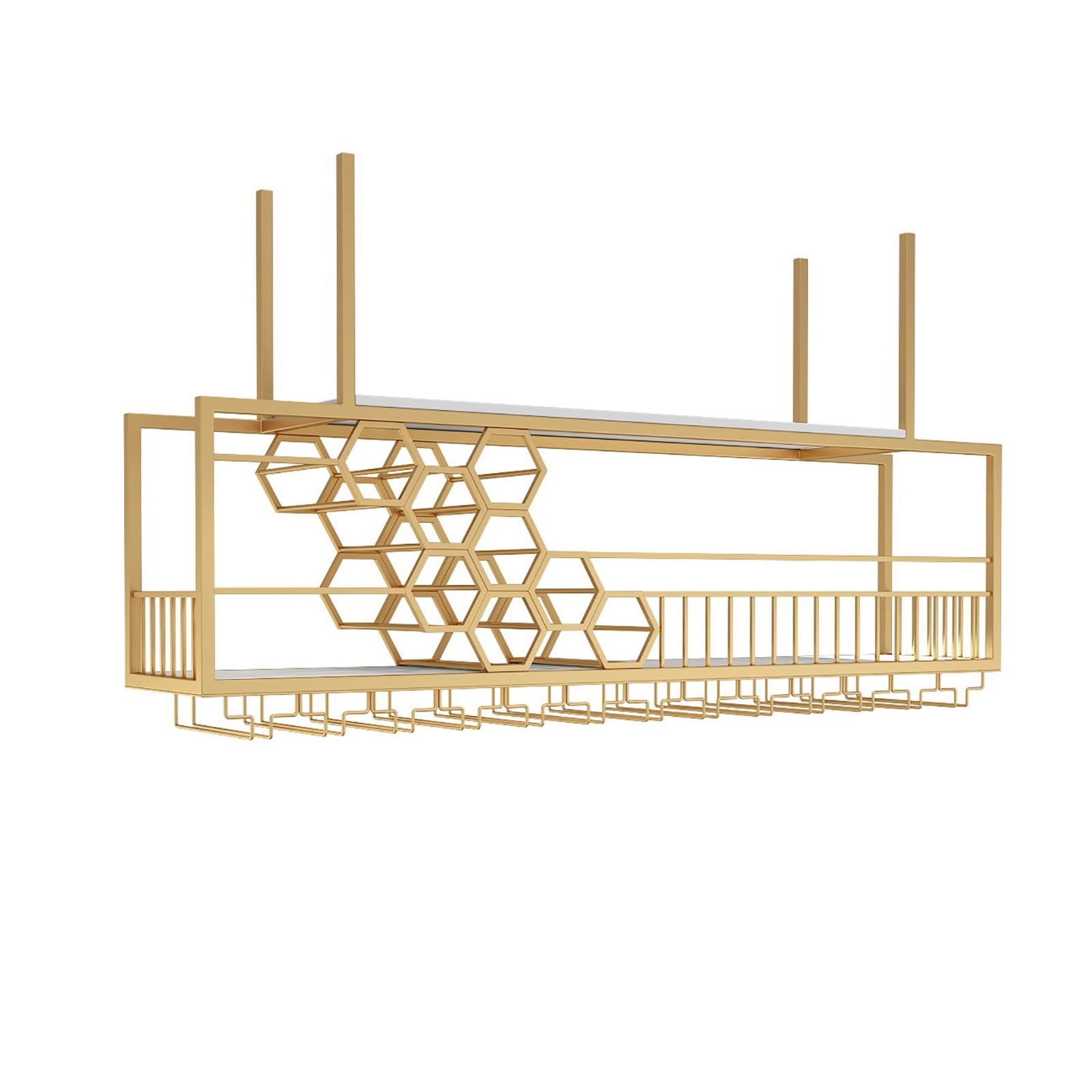 WXQDDA Ceiling Wine Rack,Large Capacity Hanging Wine Racks,Industrial Bar Floating Shelf Wine Glass Rack,Wine Bottles,Wine/Dish Storage Display Rack,Ceiling Mount Shelf,for Dining Room Ki