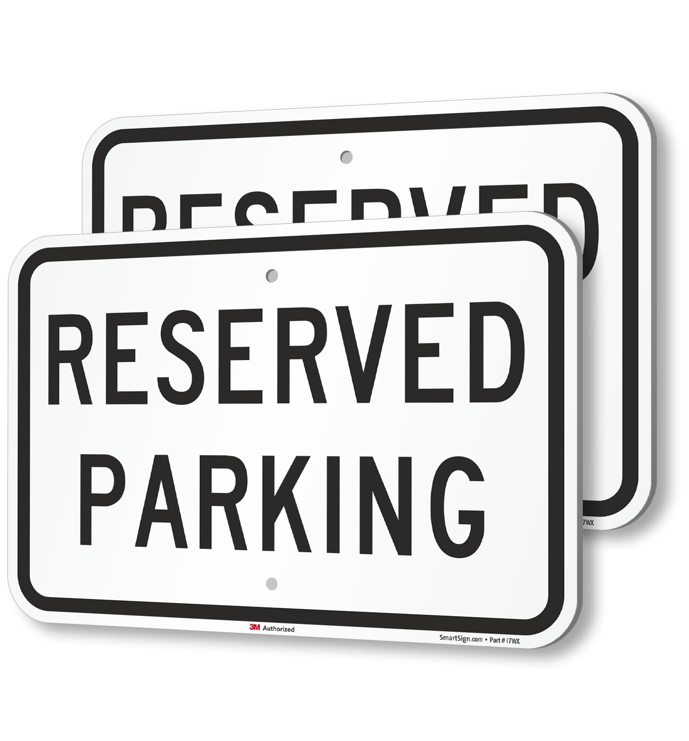SmartSign Paquete de 2 letreros de estacionamiento reservado, 12 x 18 pulgadas, aluminio inoxidable de 63 mil para exteriores, material reflectante laminado 3M, resistente a la decoloración, esquinas