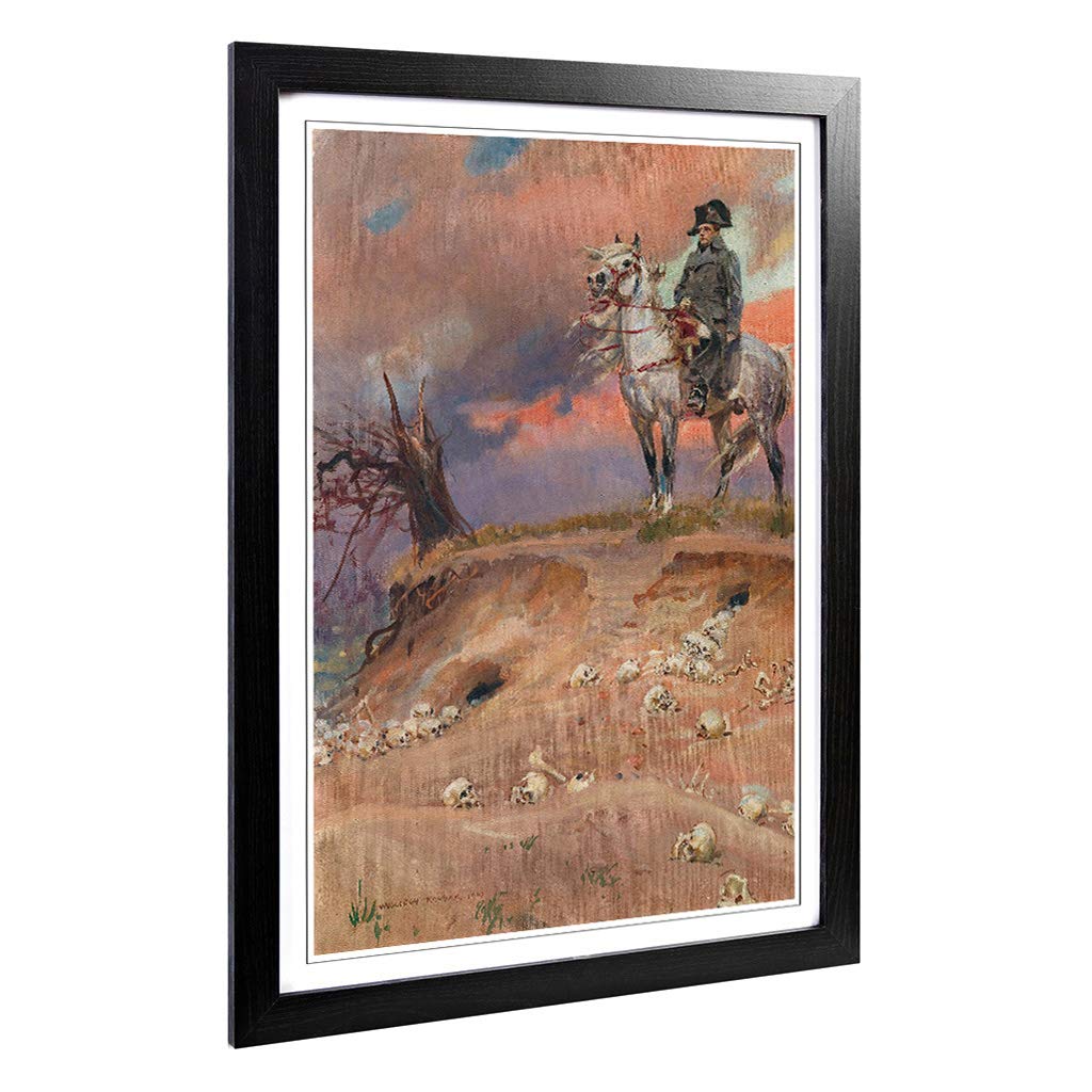 Big Box Art Framed Print of Wojciech Kossak Napoleon Design | Wall Art Picture | Home Decor for Kitchen, Living, Dining Room, Bedroom, Hallway, Office, Black, A2 / 24.5x18 Inch / 62x45cm