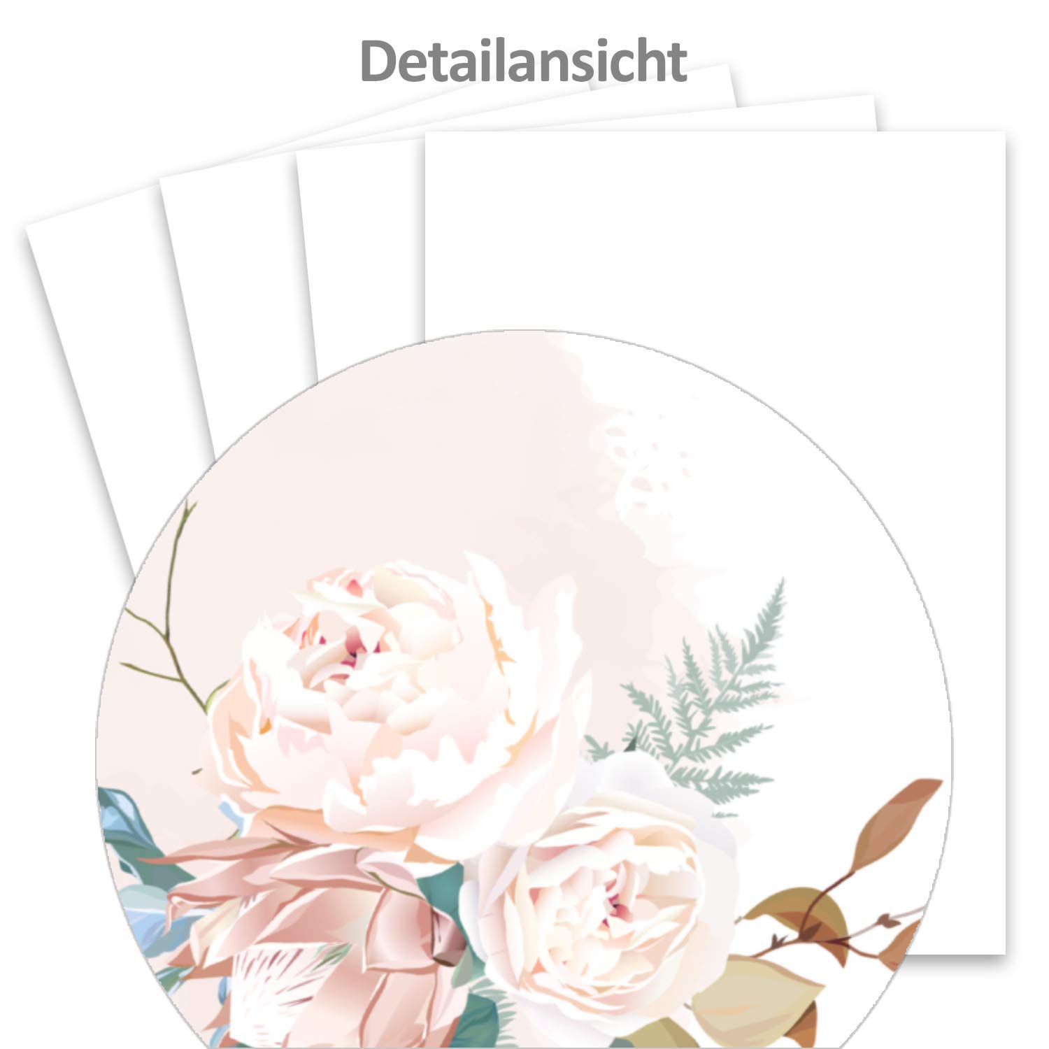 Papelería DIN A4 de 200 - Papel natural con diseño de flores secas - 120 g/m² - Papelería de 21,0 x 29,7 cm de papel impreso para autodescripción, ideal para invitaciones de boda y cumpleaños