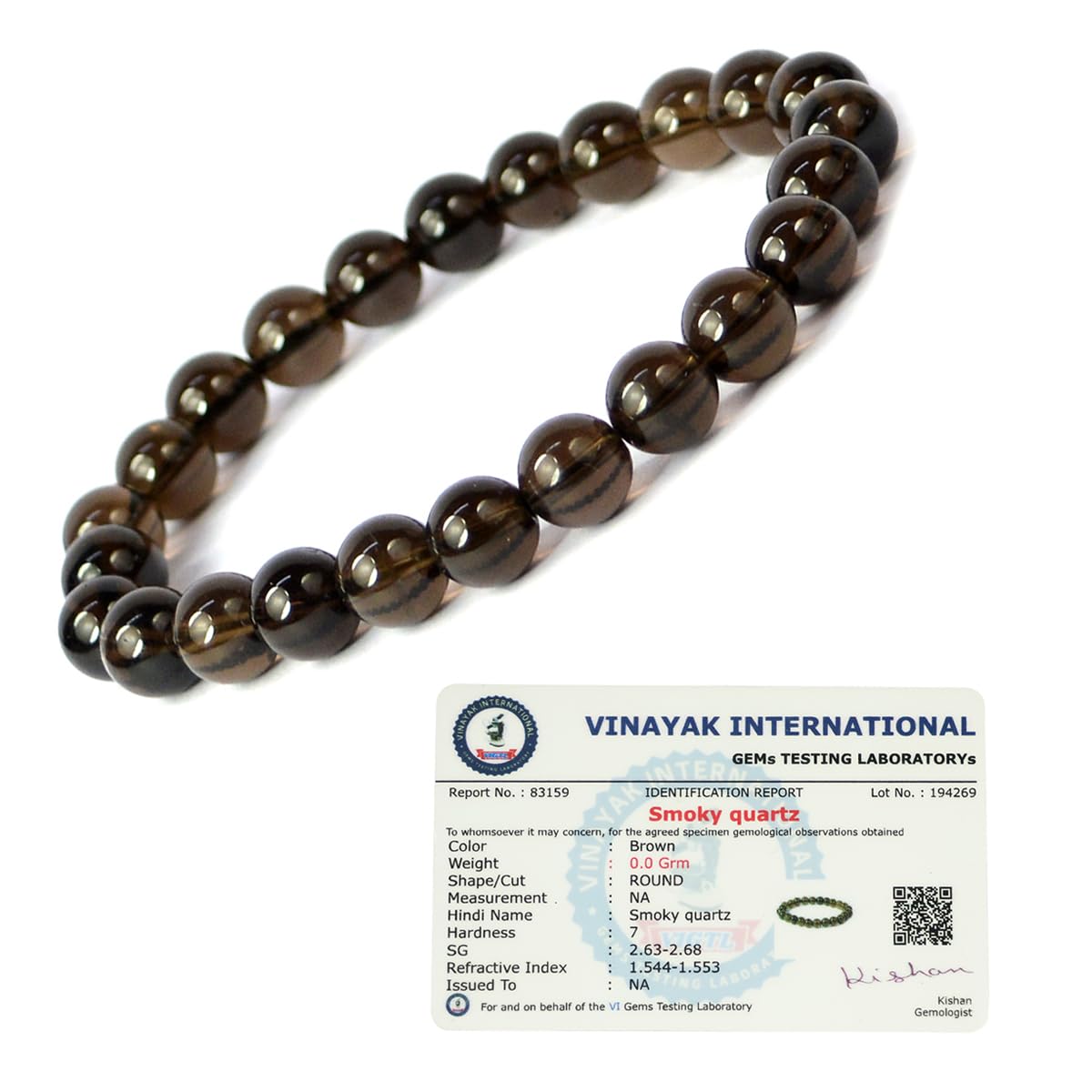Reiki Crystal Products Unisex Certified Natural Smoky Quartz Stone Bracelet - All Chakra (Grey) (B07GJM6V3V) Amazon Price History, Amazon Price Tracker