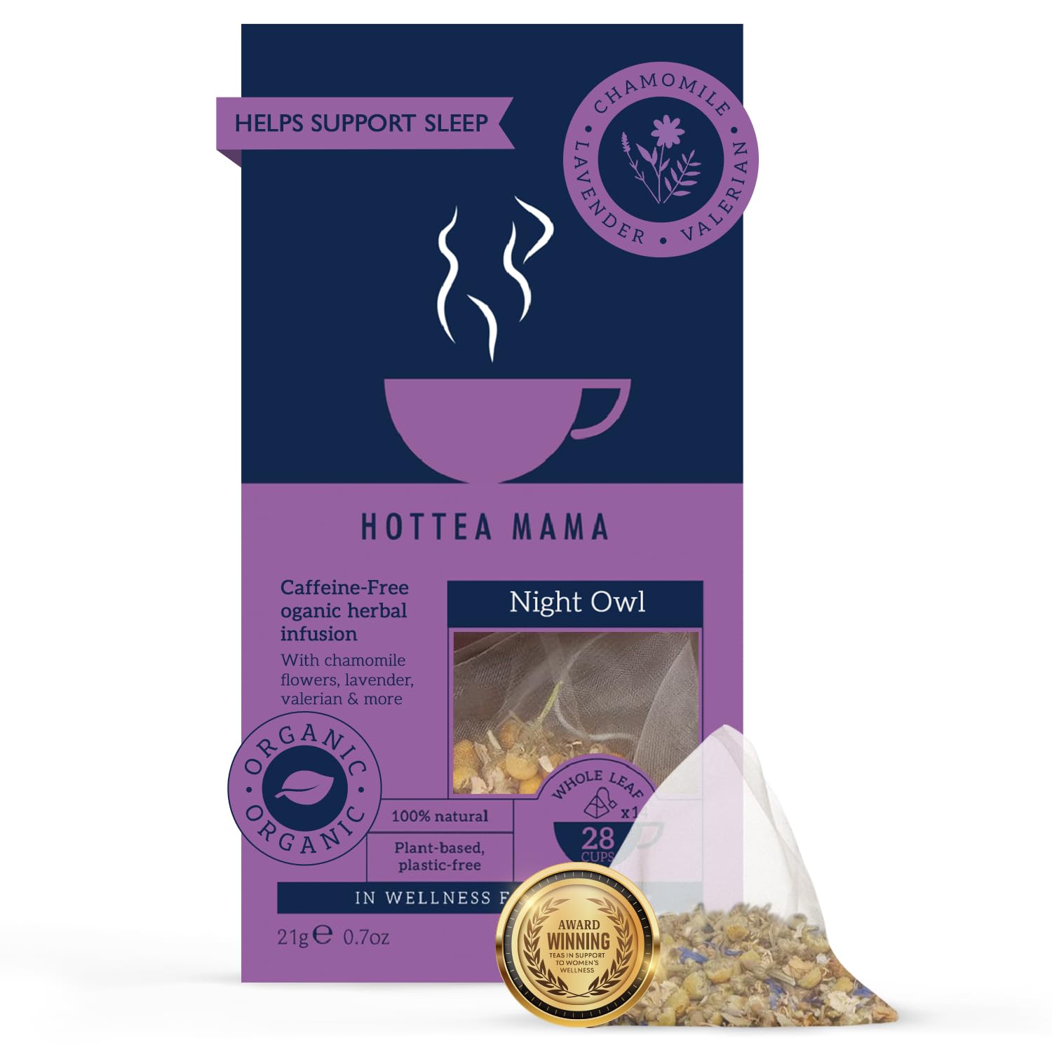 Night Owl | Organic | Sleep Support Tea | Caffeine-Free | Postpartum & Breastfeeding Support | 14 Whole Leaf Biodegradable Bags (28 Cups Of Tea)