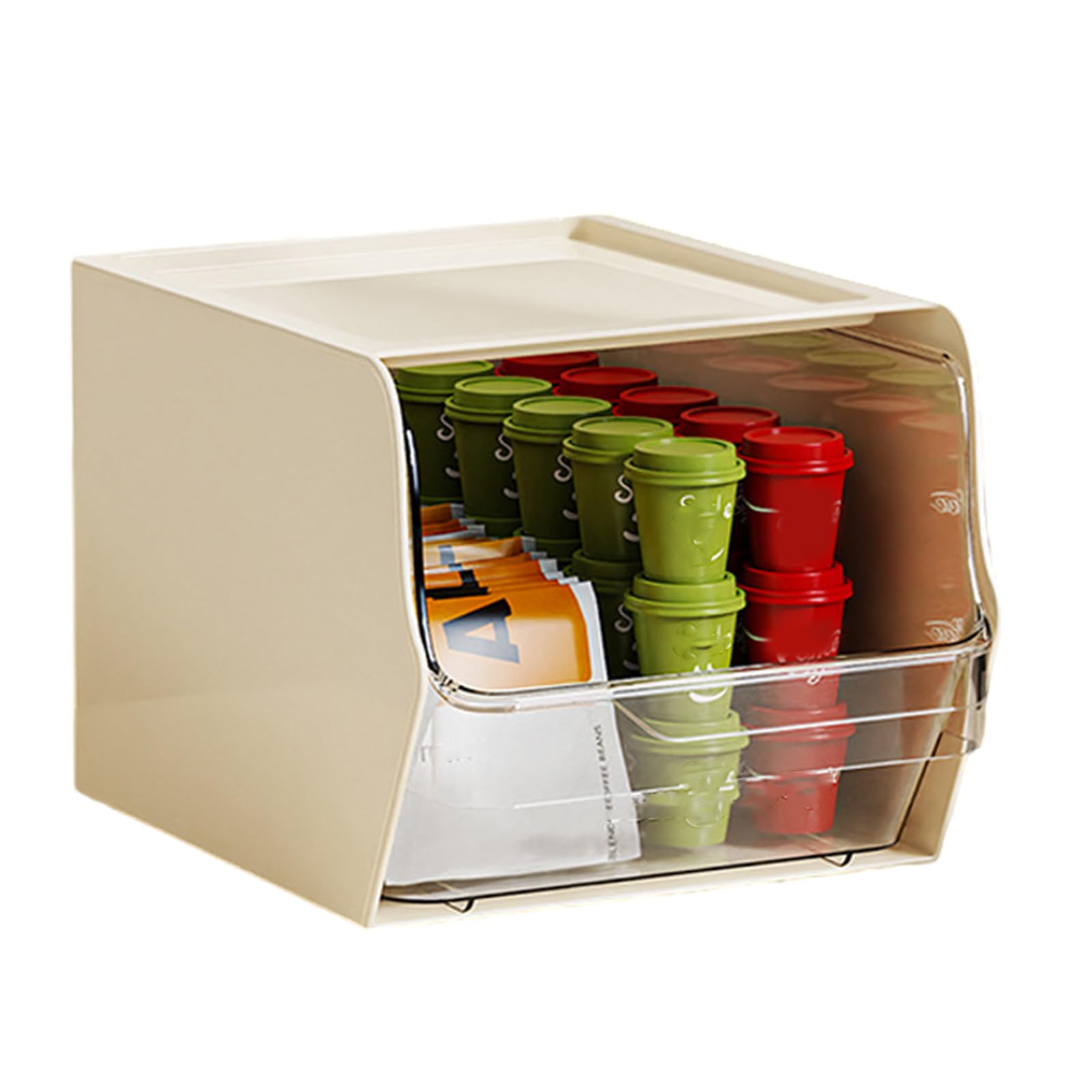 Kalttoy White Multifunctional Pp Teabag Shelf Clear Window Designs Stackable Desktop Or Wall Storage For Snacks And Coffee Teabag Organizers