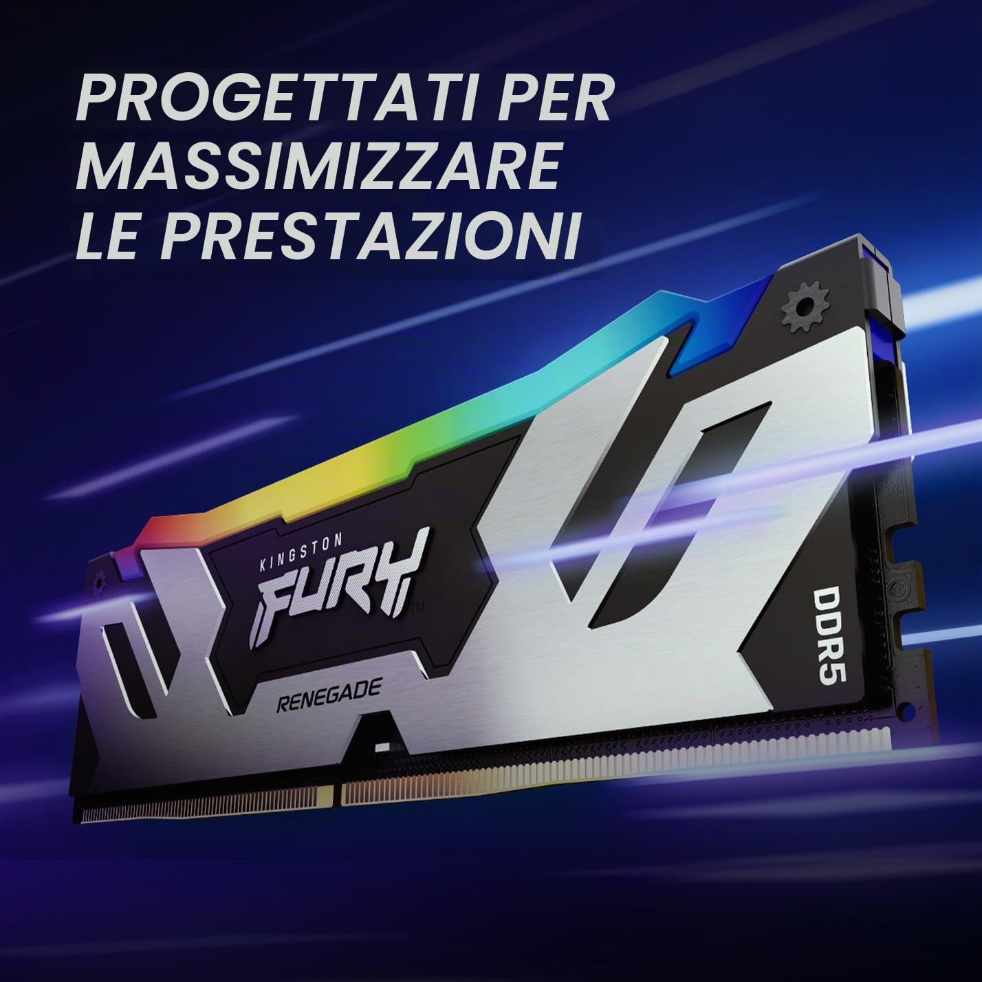 Kingston FURY Renegade DDR5 RGB Argento/Nero XMP 16GB 6400MT/s CL32 DIMM Memoria Gaming per Computer Modulo Singolo - KF564C32RSA-16
