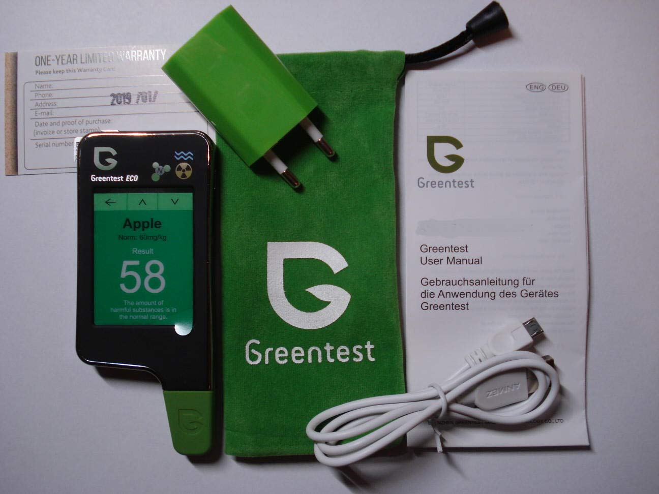 Greentest Eco 6 portatile Rilevatore di Nitrati + Rivelatore di radiazioni + acqua prova TDS radiometro geiger counter nitrate test radiation detector (Nero)