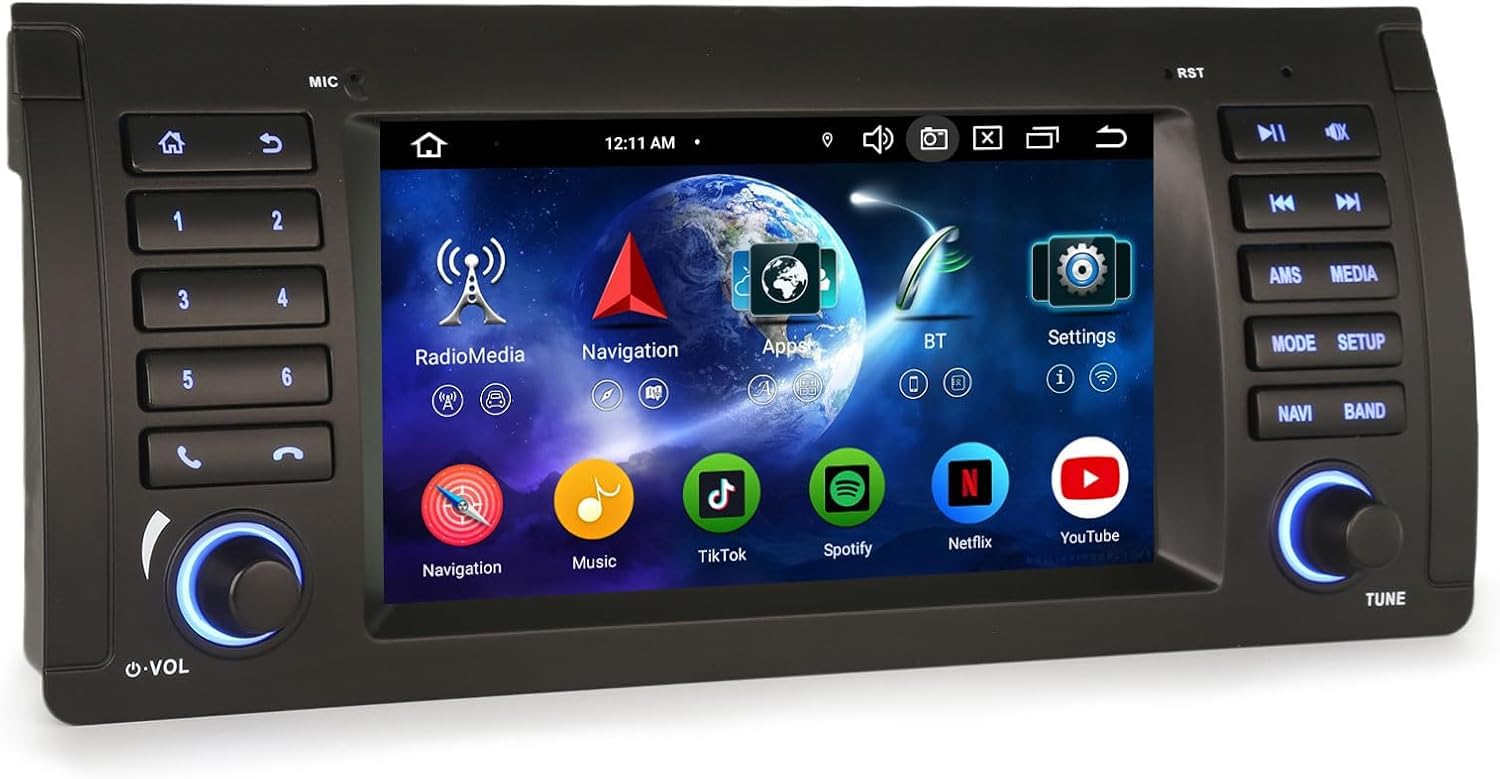 Erisin Android 16 8-Core 4GB+64GB Radio Coche Pantalla 7" para BMW X5 E53 | Estéreo de Automóvil GPS Navegación IPS Wireless CarPlay Android Auto DSP Bluetooth WiFi 4G Dab+ USB Canbus Conectar y usar