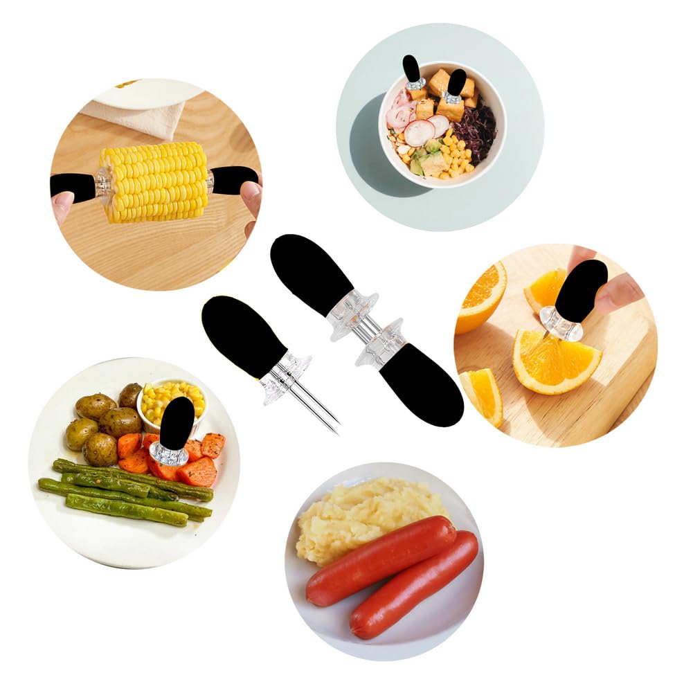 16 Stück/8 Paar schwarze Maiskolbenhalter – Edelstahl-Maiskolbenhalter, ineinandergreifende Design-Spieße für Zuhause, Kochen, Grillpartys, Camping