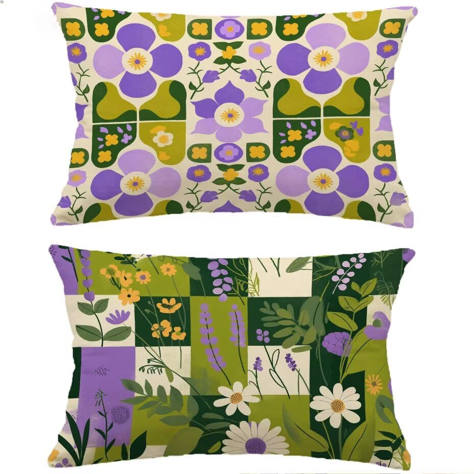 Housse de Coussin Extérieur 50x70 cm Lot de 2 Vert Imperméable pour Jardin