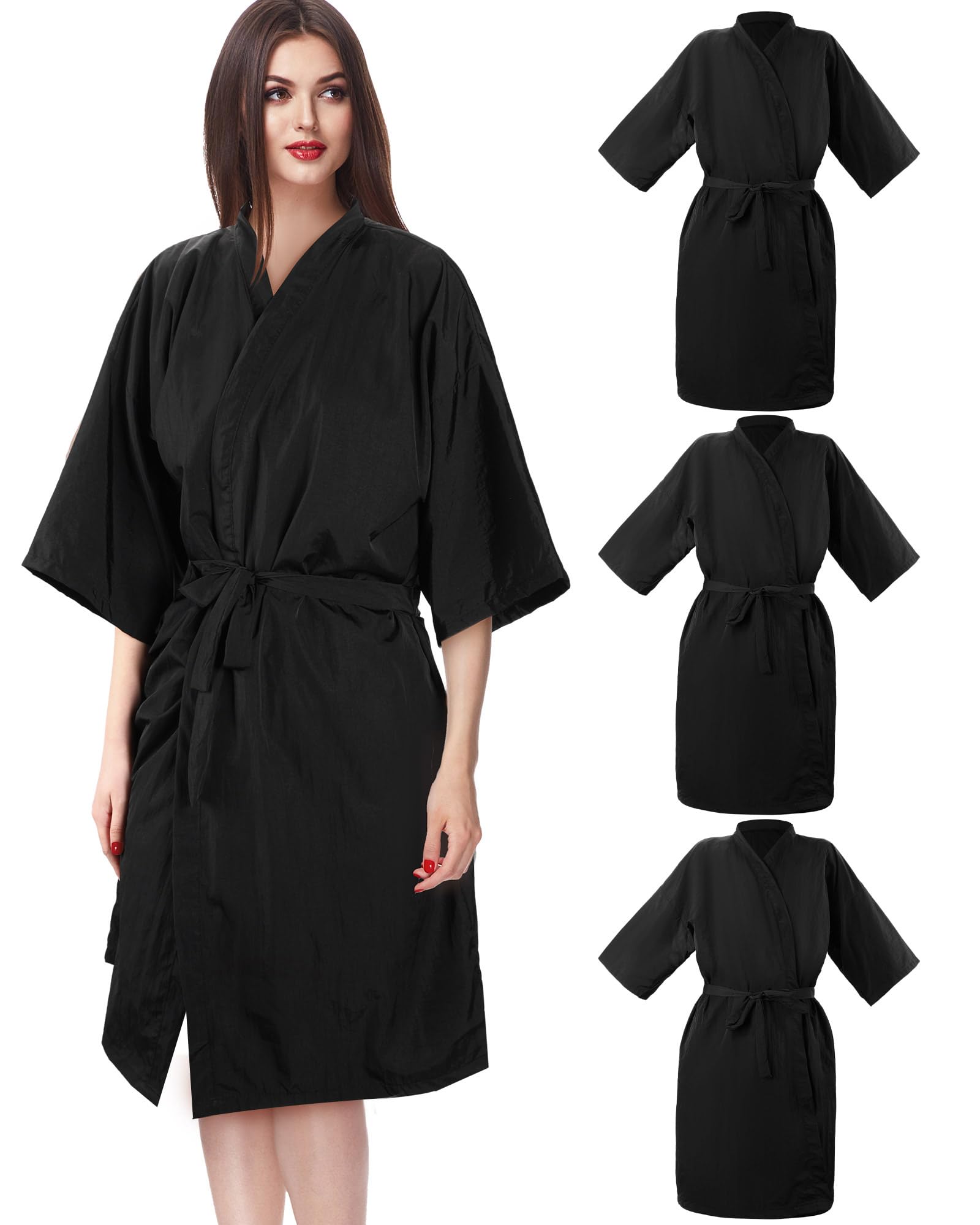 Toulite 4 Pcs Salon Client Robes Cape Smock black Waterproof Hairdressing Salon Gown Cape with Adjustable Tie