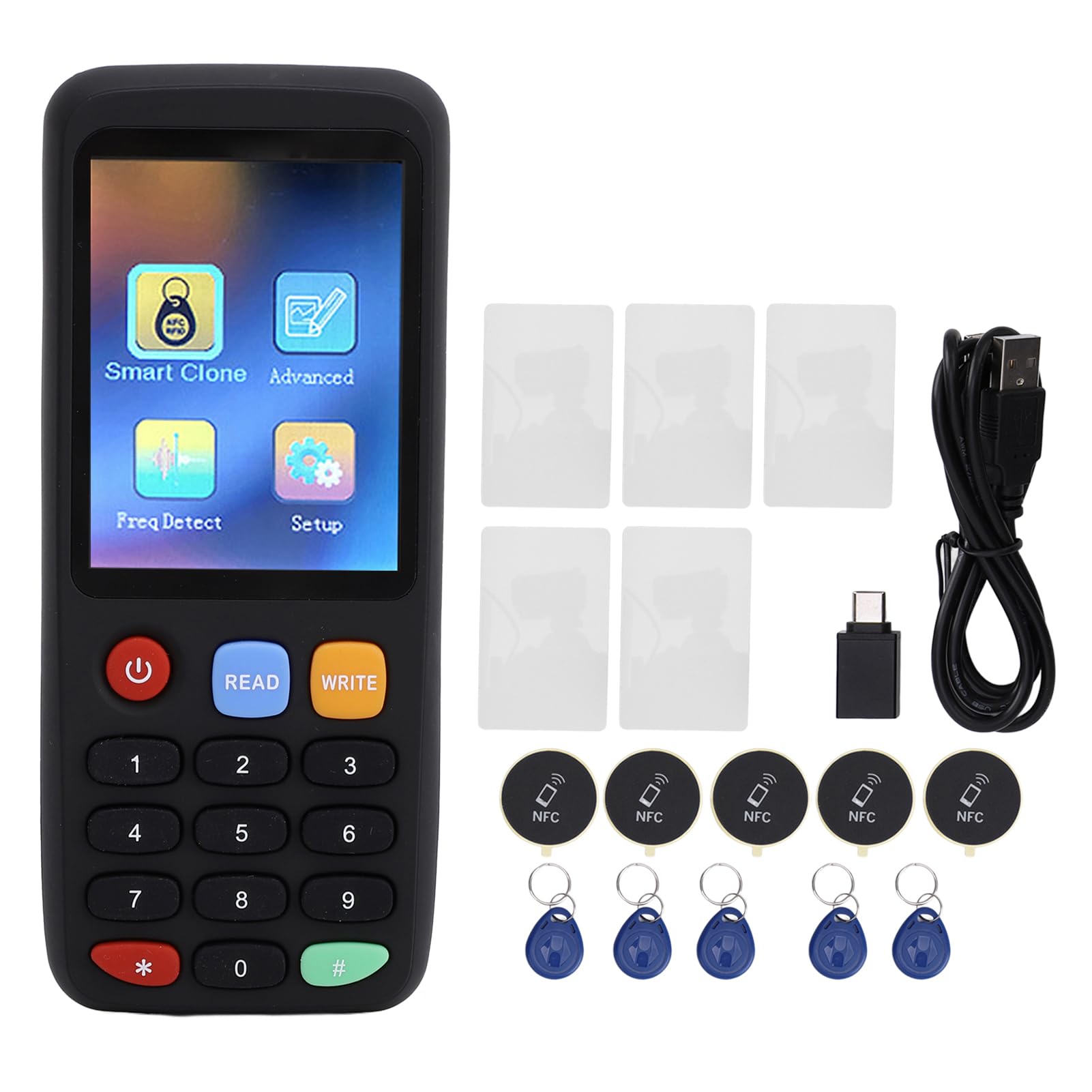 Focket Copiadora de Tarjeta IC, Duplicador de Tarjeta NFC con Software Profesional para el Cifrado de Edición de Descifrado, Admite USB Tipo C 125kHz 13.56MHz para Tarjetas