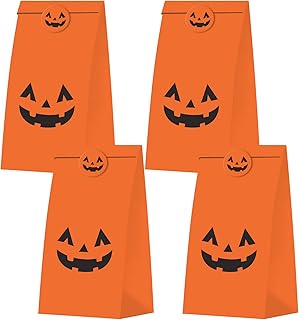 30 PCS Halloween Pumpkin Gift Bags for Pumpkin Decor Tote Party Favor Goody Candy Gift Bag Trick or Treat Bags for Pumpkin Decorations Party Favors for Kids Adults Halloween Party Decorations