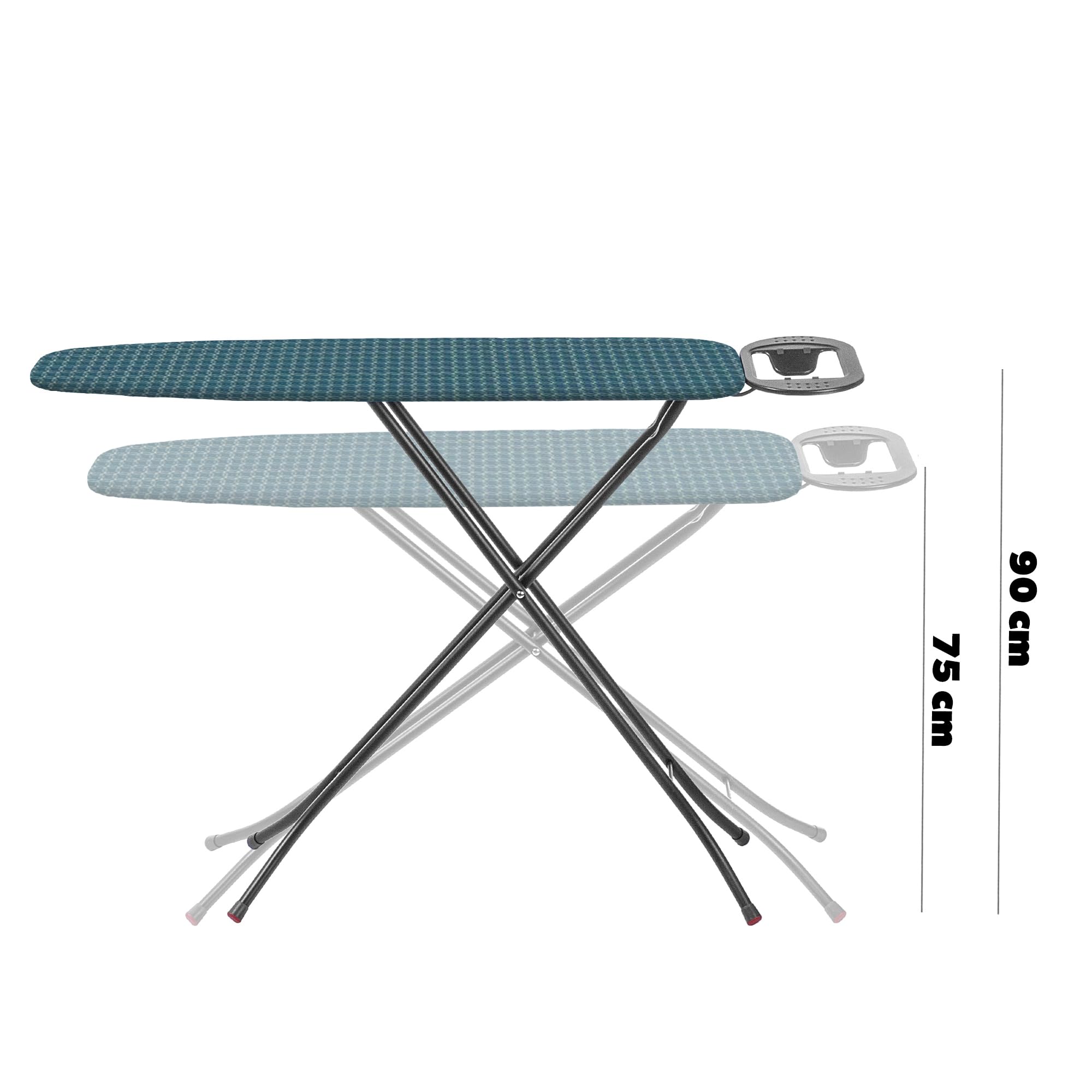KADAX Tischbügelbrett 110x30cm - Stabiler Bügeltisch für Dampfbügelstation, klappbar, höhenverstellbar, mit hitzebeständiger Bügeleisenablage, ausziehbares Fach