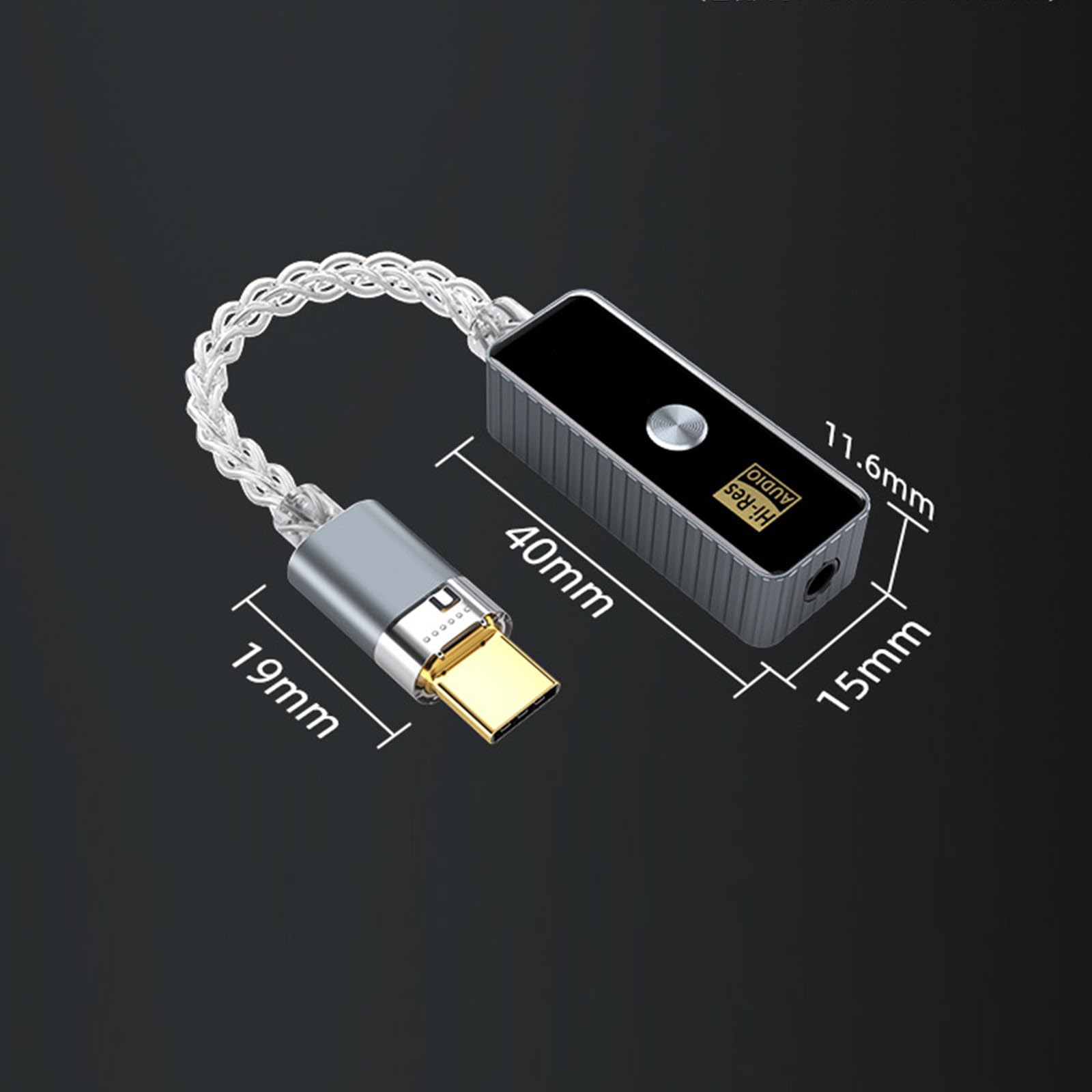 Amplificatore per cuffie di tipo C, piccolo adattatore uditivo digitale ad alta risoluzione da 3,5 mm per dispositivi mobili, PC, laptop