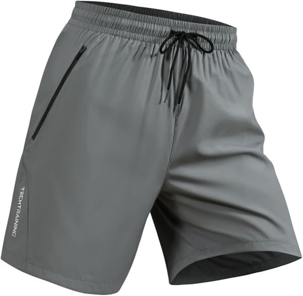 Short athlétique à séchage rapide pour homme - Short d'entraînement respirant avec poches zippées - Cordon de serrage élastique - Taille décontractée - Plage - 3