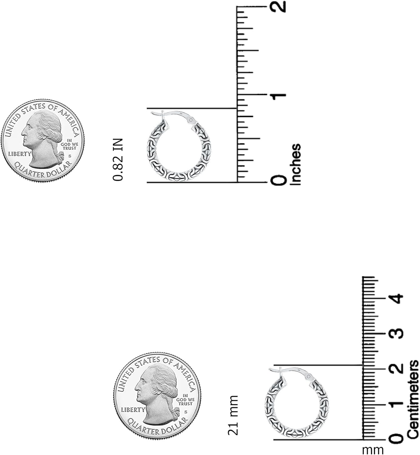 LeCalla Byzantine Earrings for Women | 925 Sterling Silver Byzantine Earrings | Antique Oxidized Click-Top Round Thick Hoop Earrings for Women - Image 5