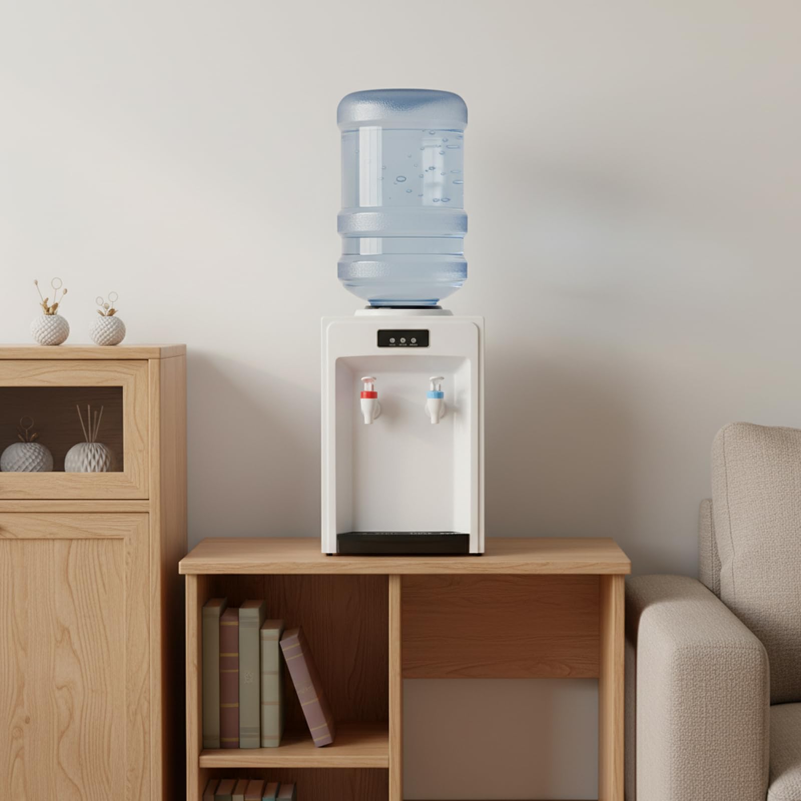 Dispensador de agua eléctrico con función caliente y fría, dispensador de agua caliente de 550 W con acero inoxidable 304, dispensador de agua potable compacto para botellas de 4,5 – 18,9 L, ideal