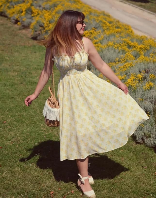 Image of Scarlet Darkness Summer Dresses for Women 2026 Floral Corset Dress Long Milkmaid Dress with Pocket