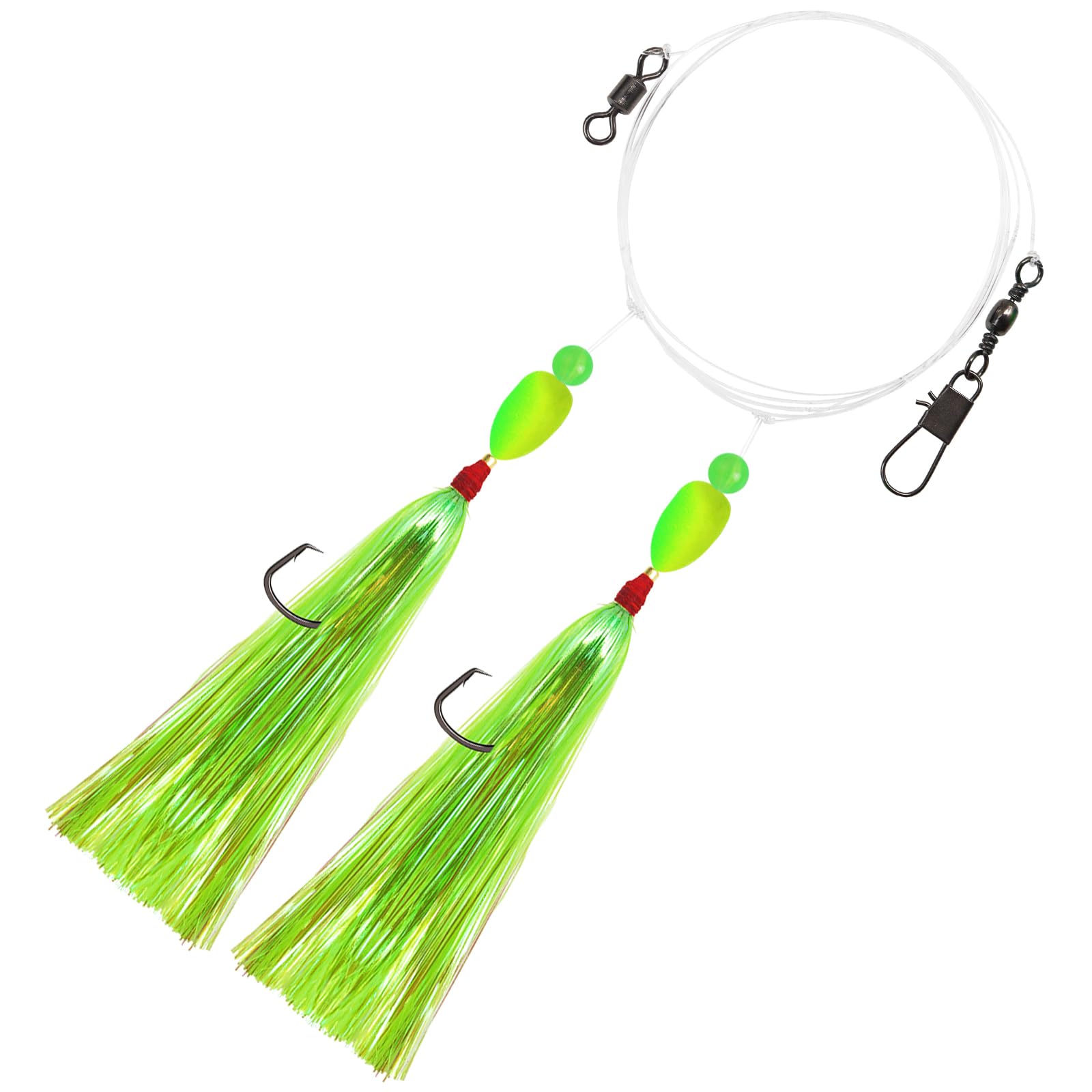 CWSDXM Flounder Rigs, Pr-Rigged Hi Lo Rig Fishing Rigs with Flash Teaser Pompano Rigs Float for Fluke Sea Bass Scup Tautog